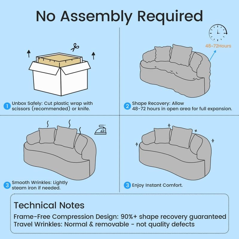 Mixoy Compact Loveseat Sofa with Chenille Upholstery,No Assembly Curved Couch for Small Spaces,Apartment