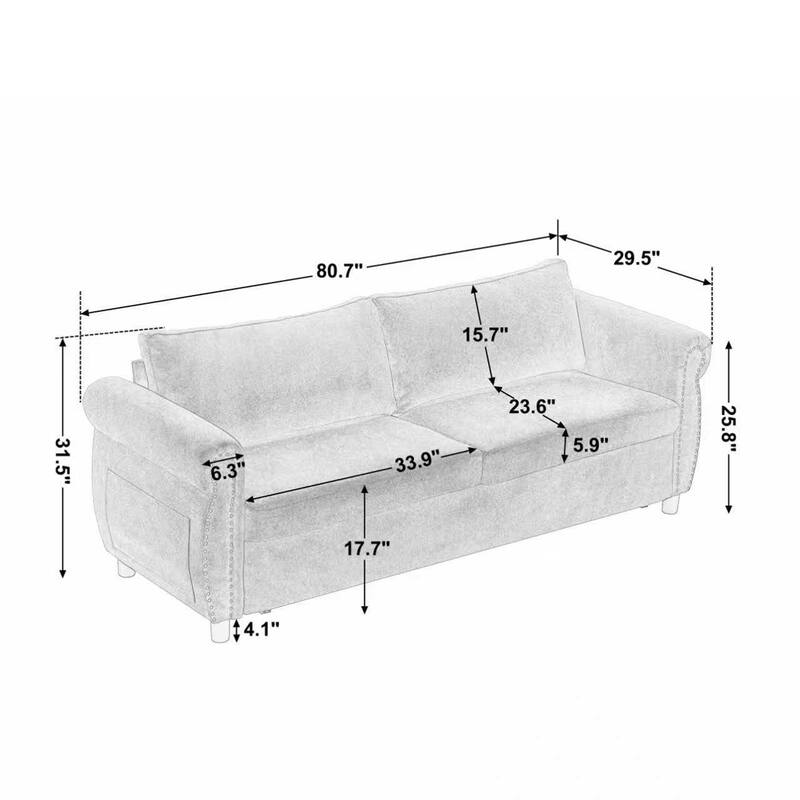 80.7-inch 2-in-1 Sofa Bed with Queen Mattress