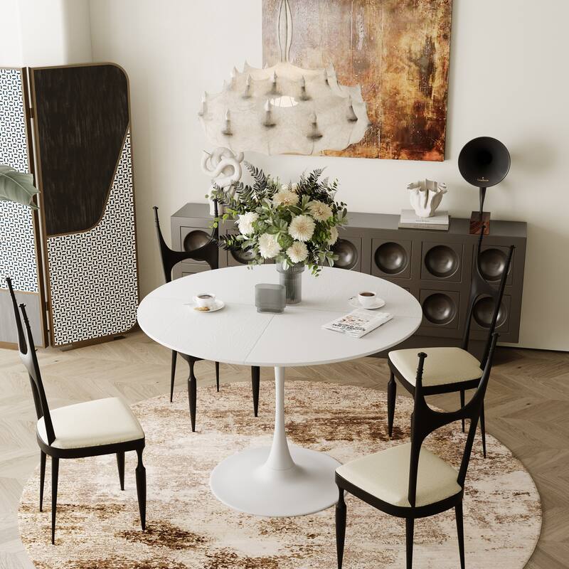 47.24" Modern Round Dining Table,Four Patchwork Tabletops