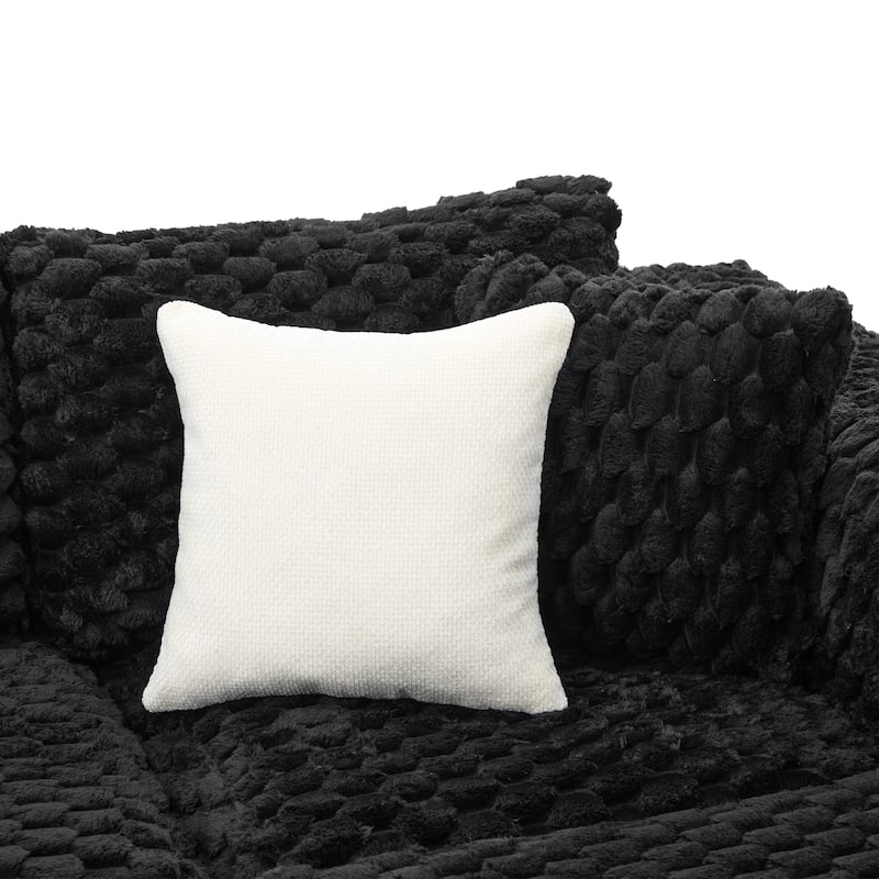 Modular Sectional Sofa with Bubble Velvet Upholstery, 2 Movable Ottomans and 4 Throw Pillows for Living Room