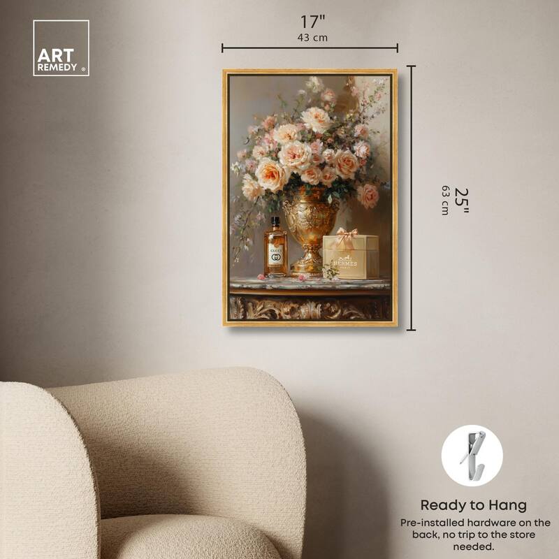 Classical Vase Tans and Floral Canvas by Art Remedy
