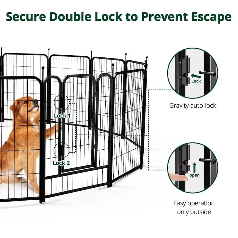 GARPROVM 16 Panels 40" Height Dog Playpen Heavy Duty Pet Fence Indoor Outdoor - 16 Panels 40" H