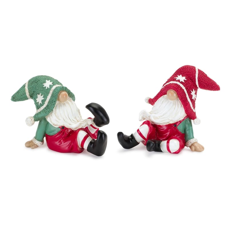 Set of 2 Lounging Gnome Christmas Tabletop Decor 5"