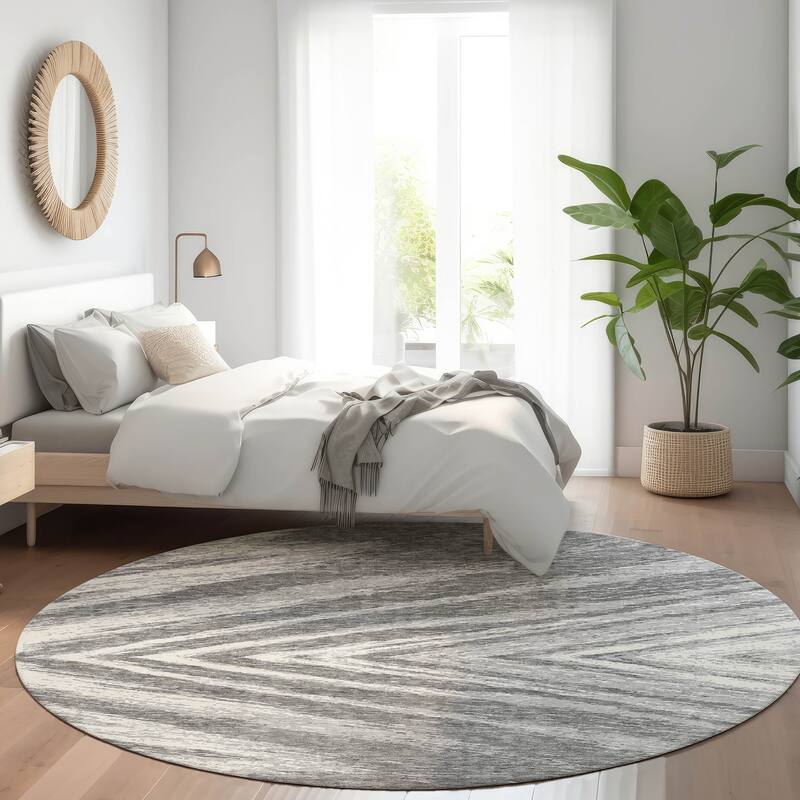 Premium Washable Super Soft Modern Chevron Mayfield Rug - Gray - 8' x 8'