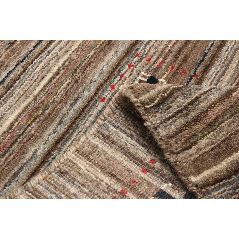 ECARPETGALLERY Hand Loomed Kashkuli Gabbeh Brown Wool Rug - 3'2 x 4'7