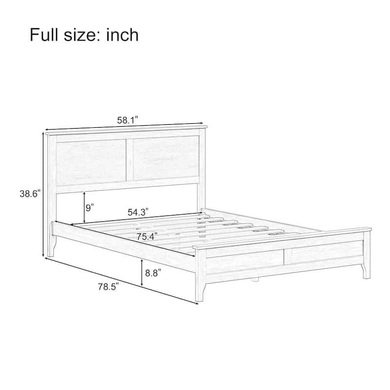 Wood Platform Bed Minimalist Bed Frame Mid Century Retro Solid Wood Bed No Box Spring Needed, Compatible with Adjustable Bed