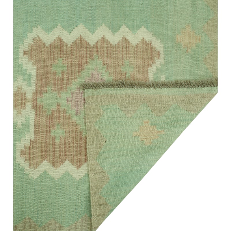 Sun Faded Flatweave Folade Rust/Lt. Green Runner - 2'10" x 9'7"