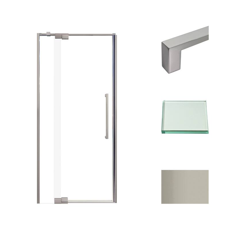 Transolid IPD367610C-S 76" High x 36" Wide Pivot Semi Frameless Shower - Brushed Stainless