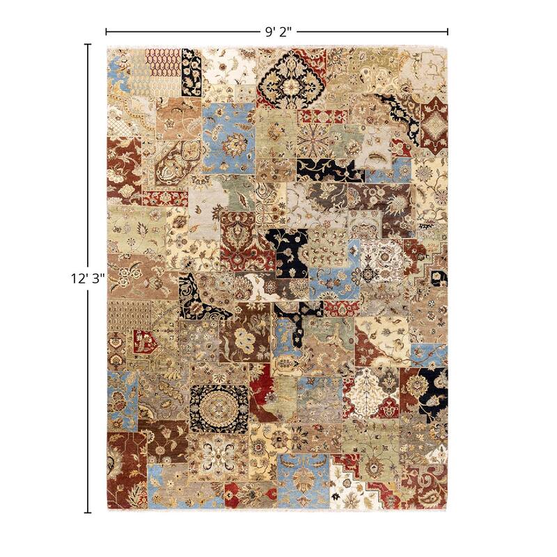 Patchwork One-of-a-Kind Hand-Knotted Area Rug, Multicolor - 9' 2" x 12' 3"