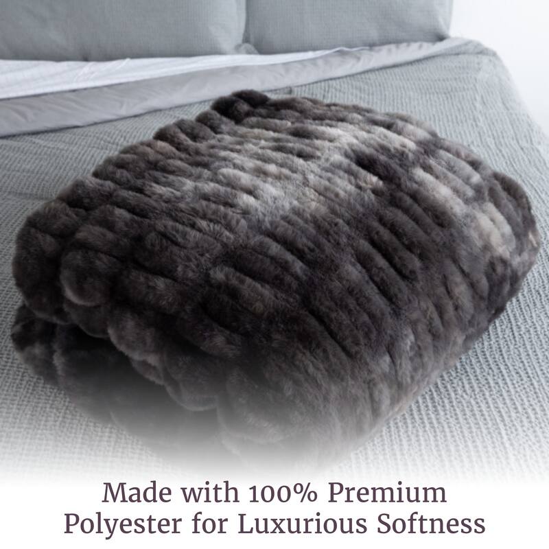 Oversized Ruched Faux Fur Blanket - 60x80-Inch Queen-Size Throw by Lavish Home