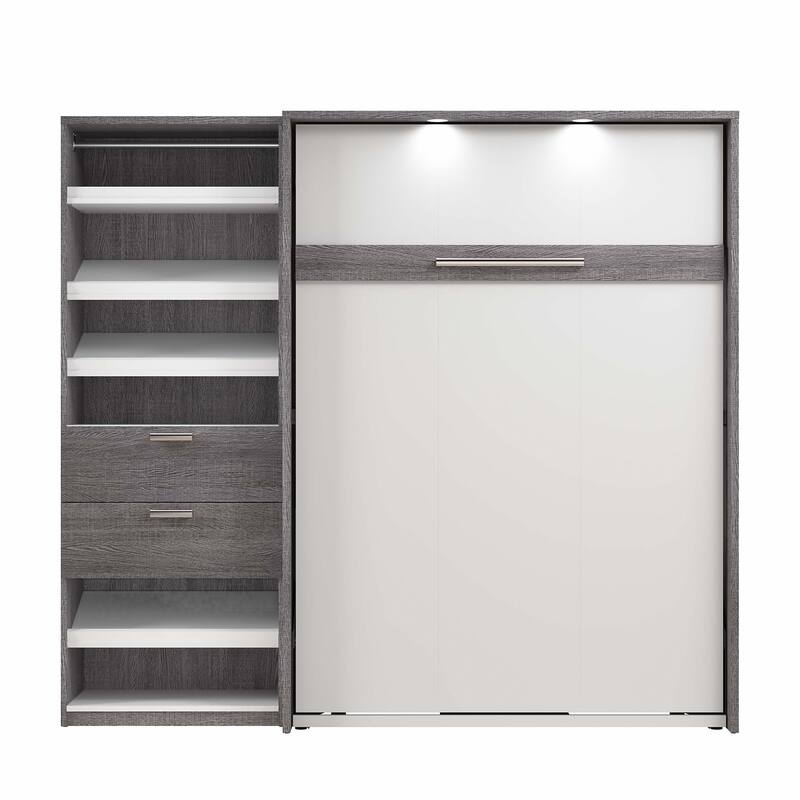 Cielo Full Murphy Bed and Shelving Unit with Drawers by Bestar