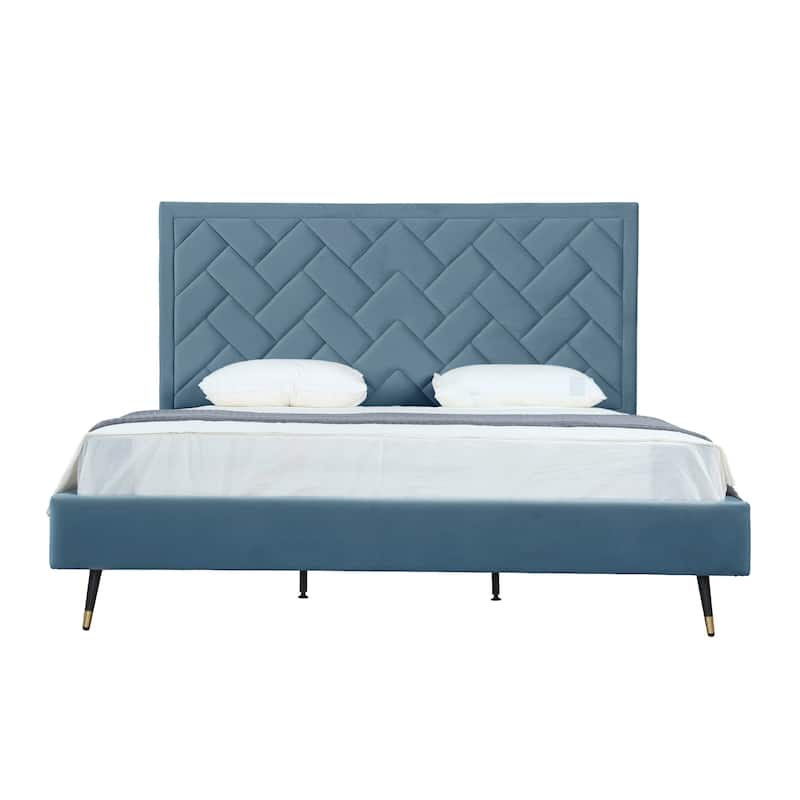 Manhattan Comfort Crosby Velvet Upholstered Bed