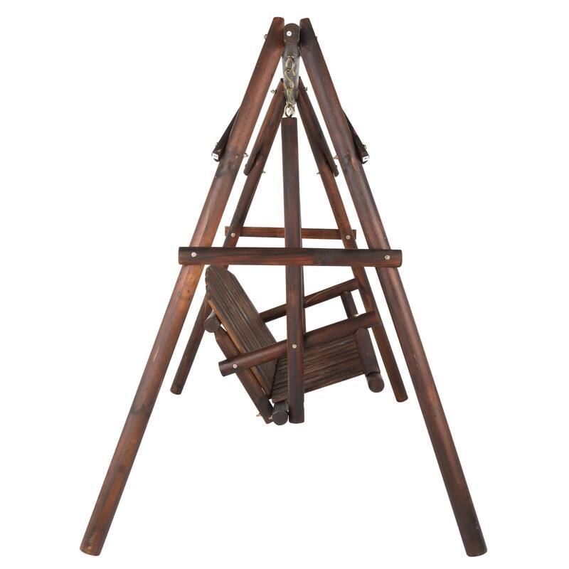 78 In. 2-Person Wood Patio Swing With Stand