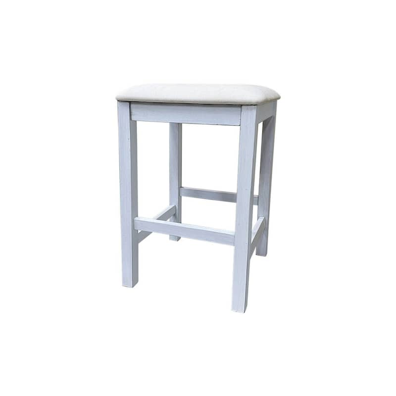 Backless Upholstered Counter Stools - 24.25" - Antique White - Set of 2