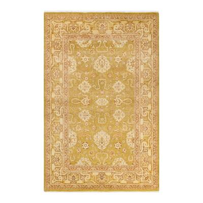 Overton Hand Knotted Wool Vintage Inspired Modern Contemporary Eclectic Green Area Rug - 5'10" x 9'2"