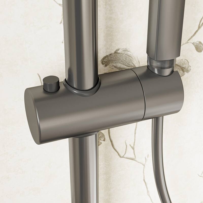 Gunmetal Thermostatic Shower System with Adjustable Slide Bar, CEC Certified Space Aluminum Shower Faucet Set