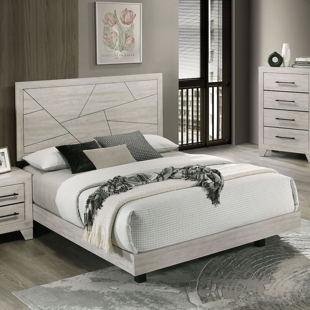 Furniture of America Imana Modern Light Grey Wood Panel Bed