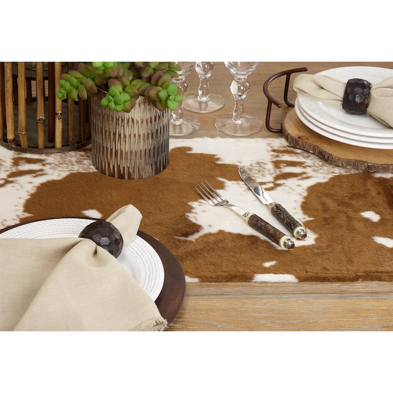 Cow Hide Design Faux Fur Runner