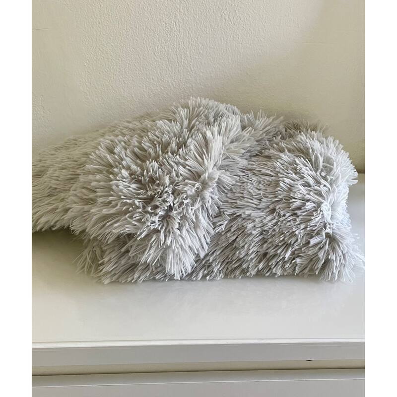 Laurel & Mayfair Grey Shaggy Faux Fur Throw, 50x60"