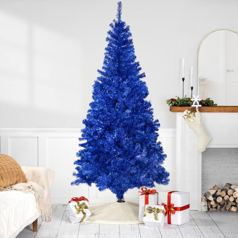 Artificial Tinsel Christmas Tree - 7' - Blue - Unlit - 7 Foot