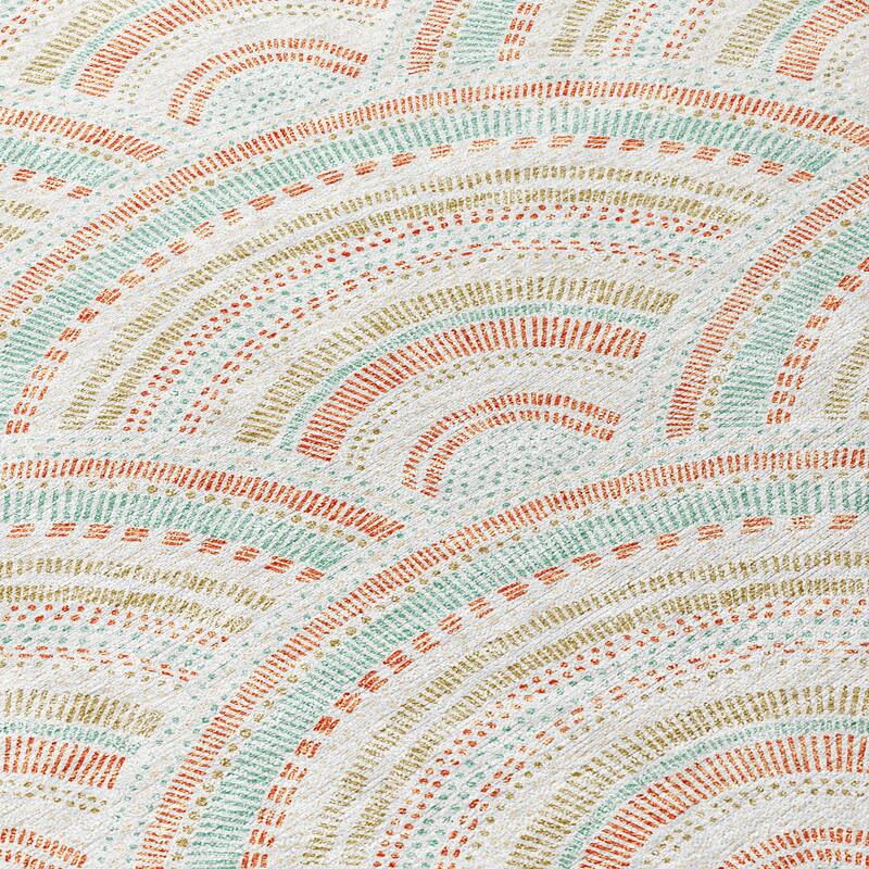 Machine Washable Indoor/ Outdoor Modern Mosaic Chantille Rug