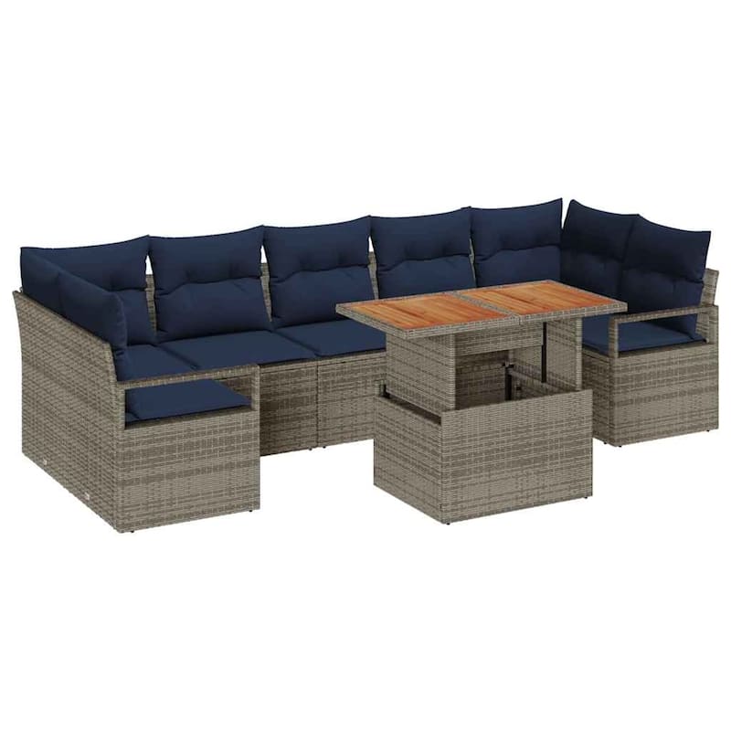 vidaXL 8 Piece Garden Sofa Set with Cushions - 113.8×48×27.2