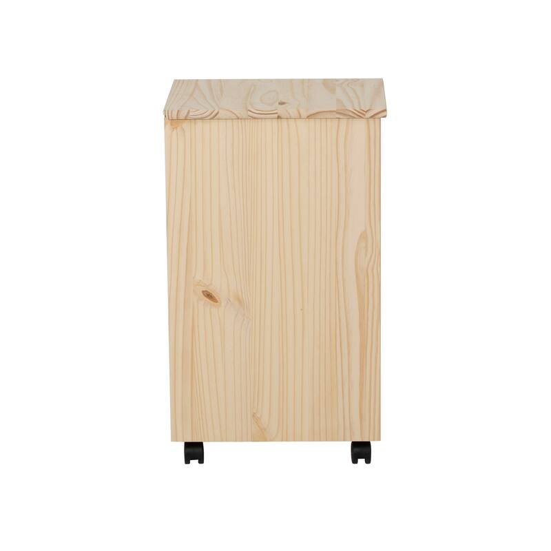Wooden Storage Cabinet with Casters- 25.75" - Beige