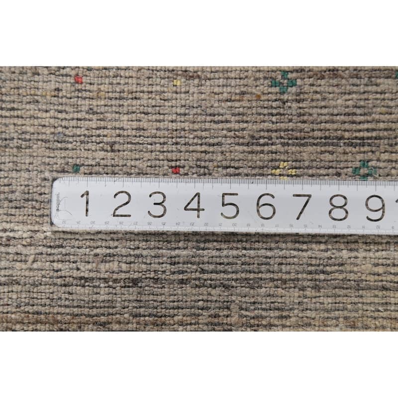 Striped Gabbeh Indian Square Area Rug Handmade Wool Carpet - 7'9"x 7'11"