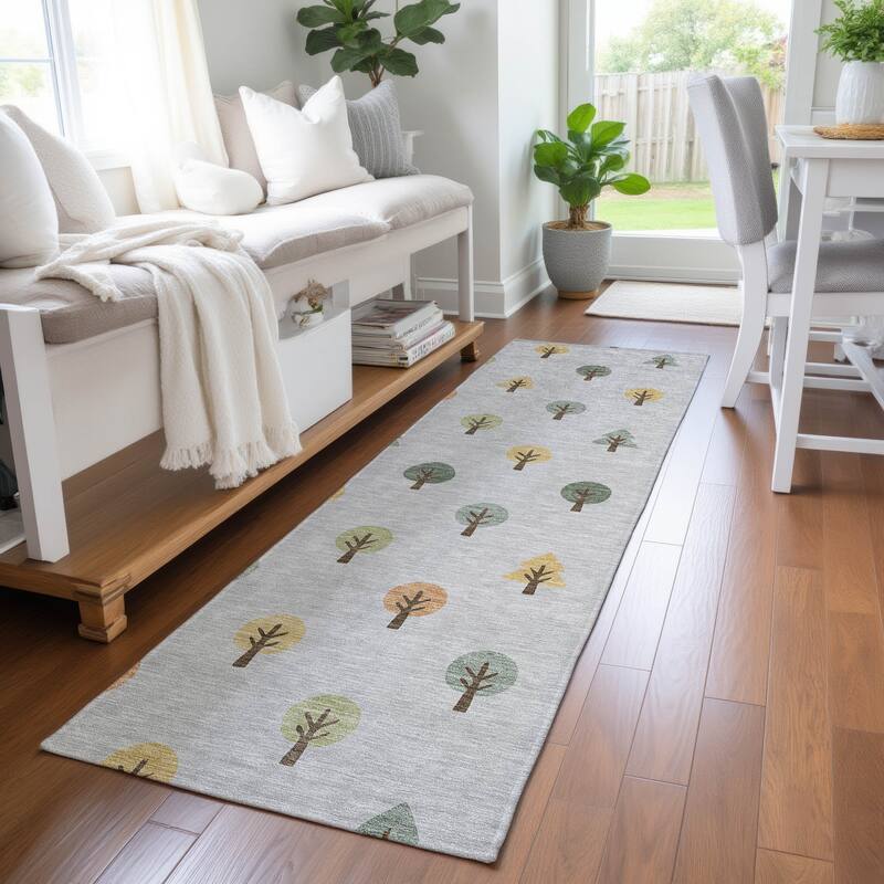 Machine Washable Indoor/ Outdoor Modern Mulvane Chantille Rug