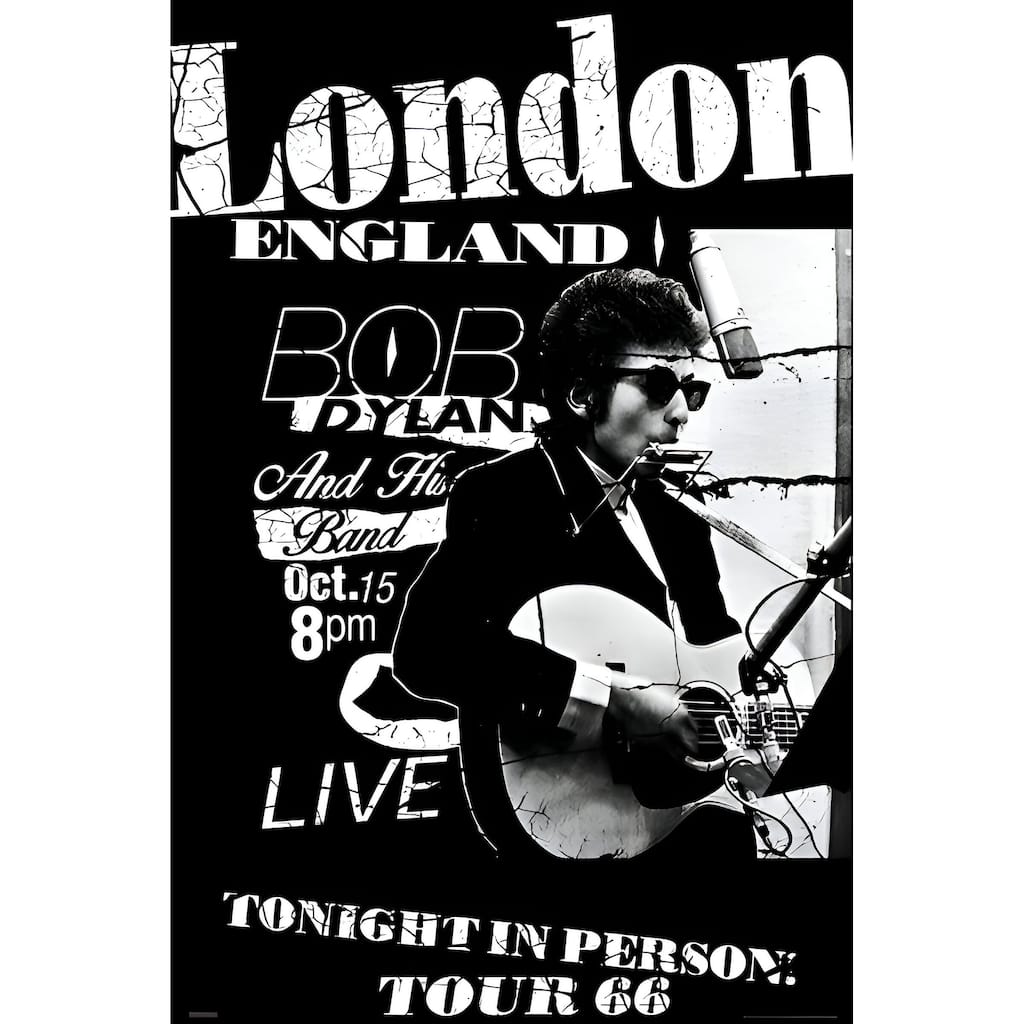 Bob Dylan - London Tour 66 Art Poster - 24 x 36 Inch