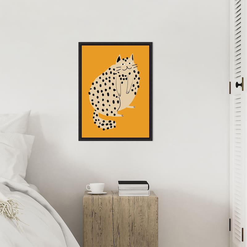 Spotted Cat Delight by Little Dean Framed Canvas Wall Art