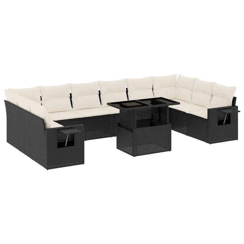 vidaXL Patio Sofa Set with Cushions Outdoor Furniture 11 Piece Poly Rattan - 24.4 x 24.4 x 27.2