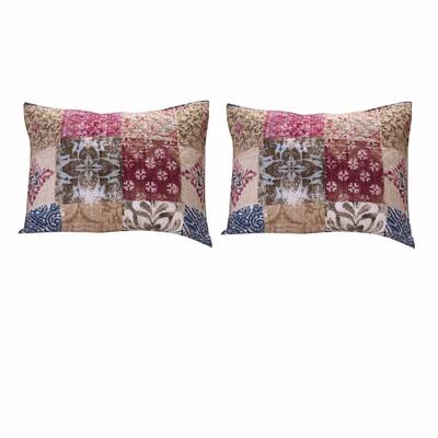 36 L x 20 W Cotton King Size Pillow Sham with Floral Print, Red and Brown