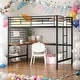 preview thumbnail 14 of 22, Full Metal Loft Bed with Desk and Shelve, White,Modern Kids Loft Bed
