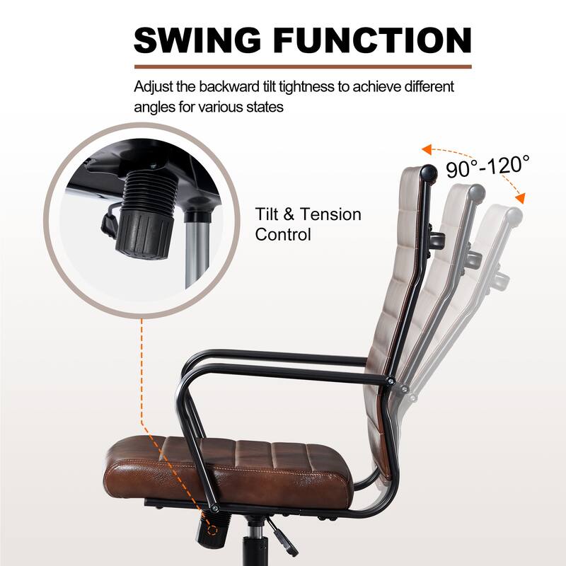 Ergonomic Office Chair Full-Grain Leather with Lumbar Support