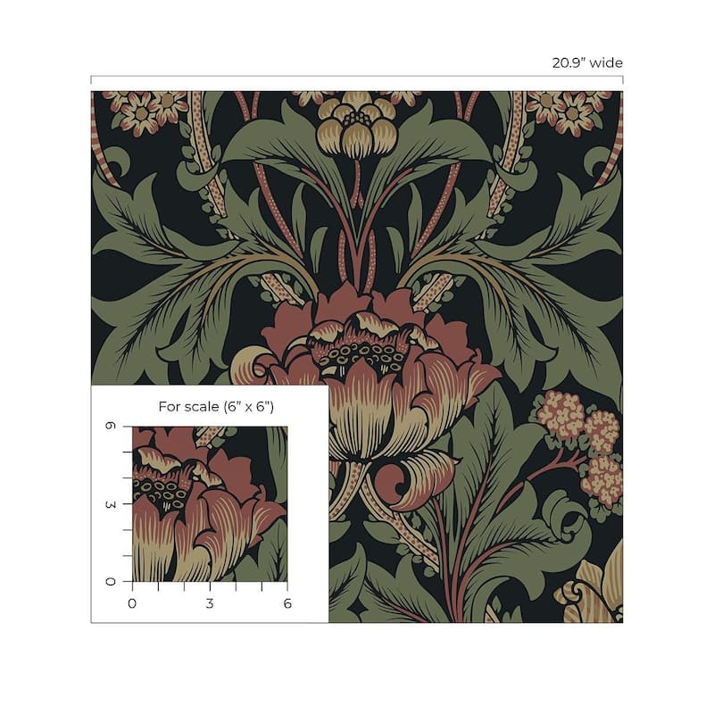Seabrook Designs Primrose Garden Floral Prepasted Wallpaper