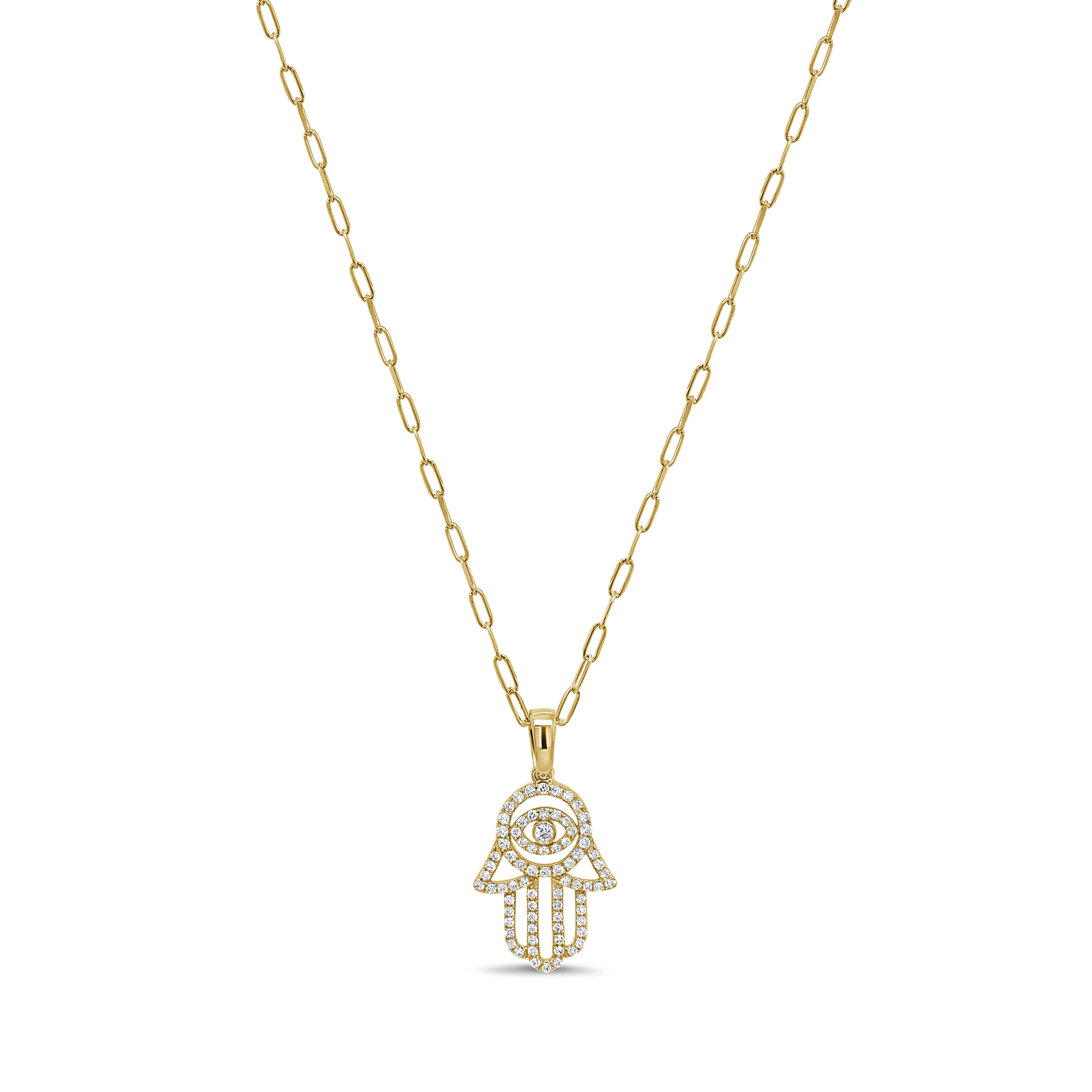 Joelle Collection 14K Gold Diamond Hamsa Necklace