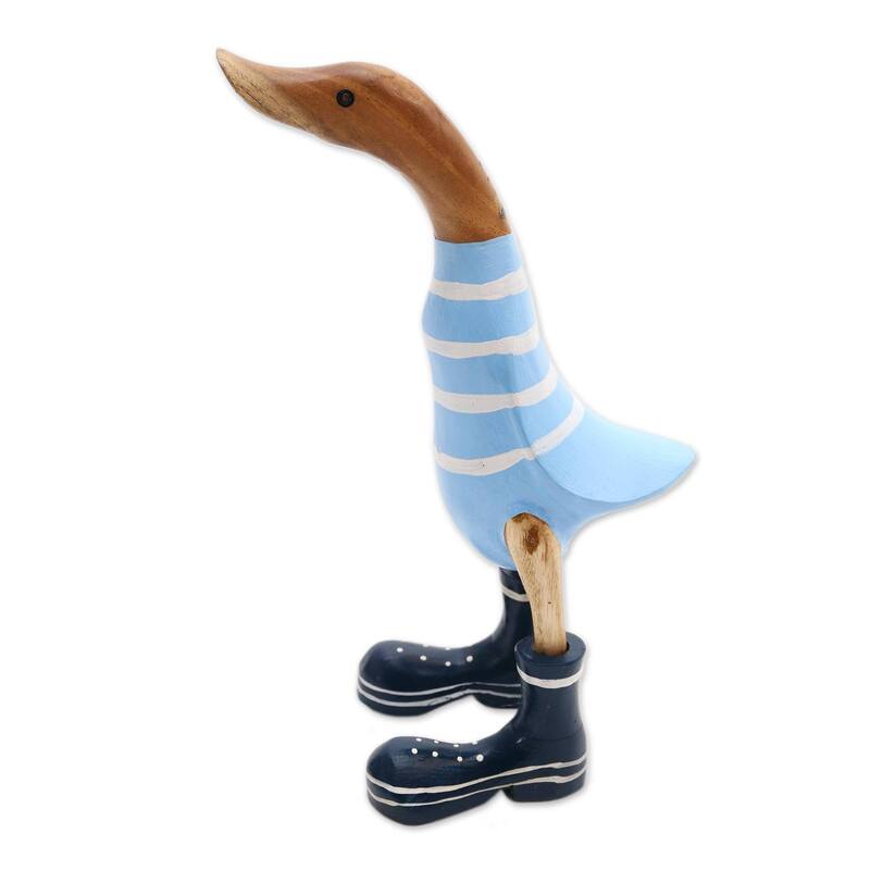 Wood and bamboo root sculpture, 'Swimming Duck' - 13.75" H x 6.25" W x 5.5" D