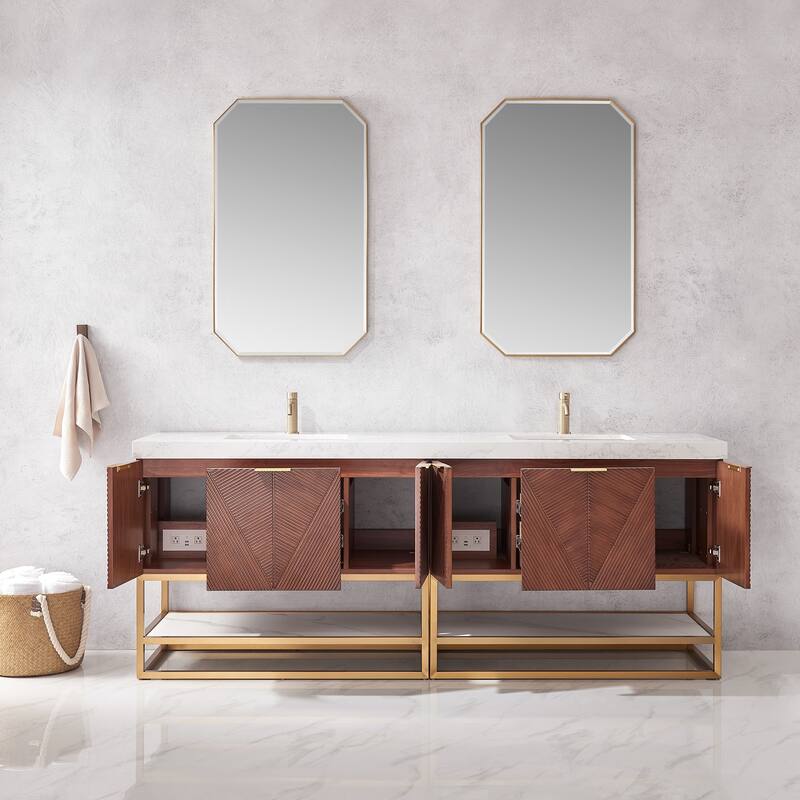Mahon Double Bath Vanity with Composite Stone Top and Mirror