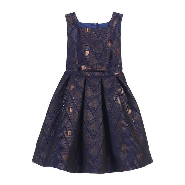 Shop Sweet Kids Girls Royal Blue Geometric Jacquard Occasion Dress