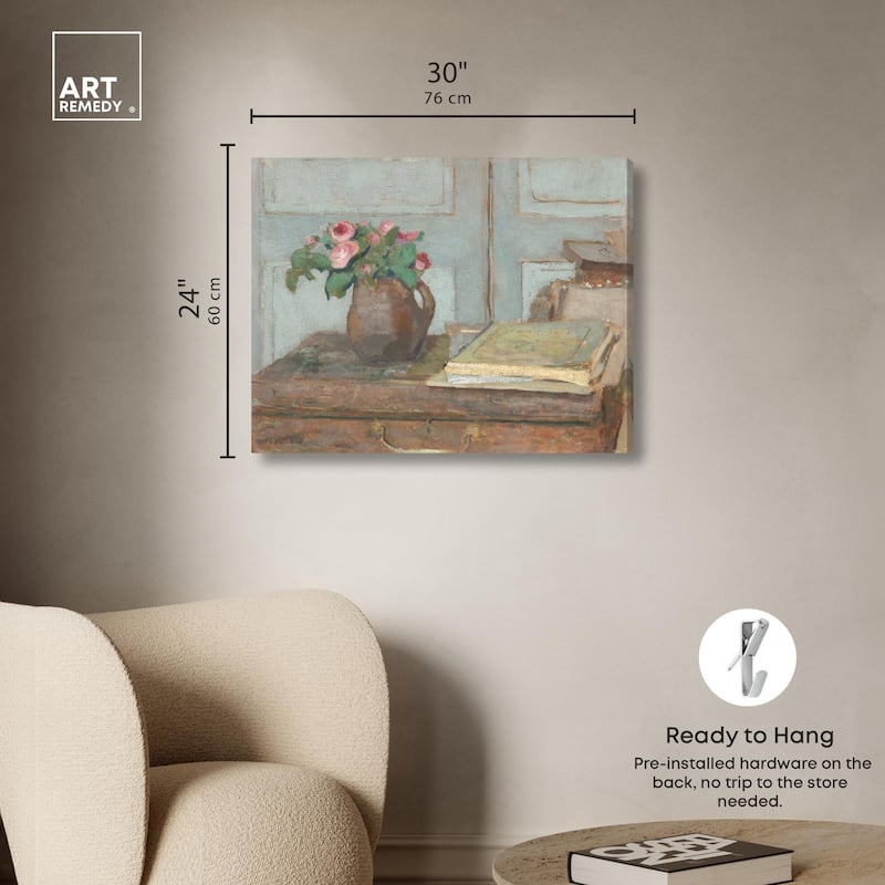 Box and Moss Roses Canvas by Art Remedy, Gallery Wrapped
