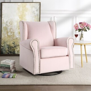 Fabric Swivel Accent Chairs Casual Sofa with Glider and Nailhead for ...