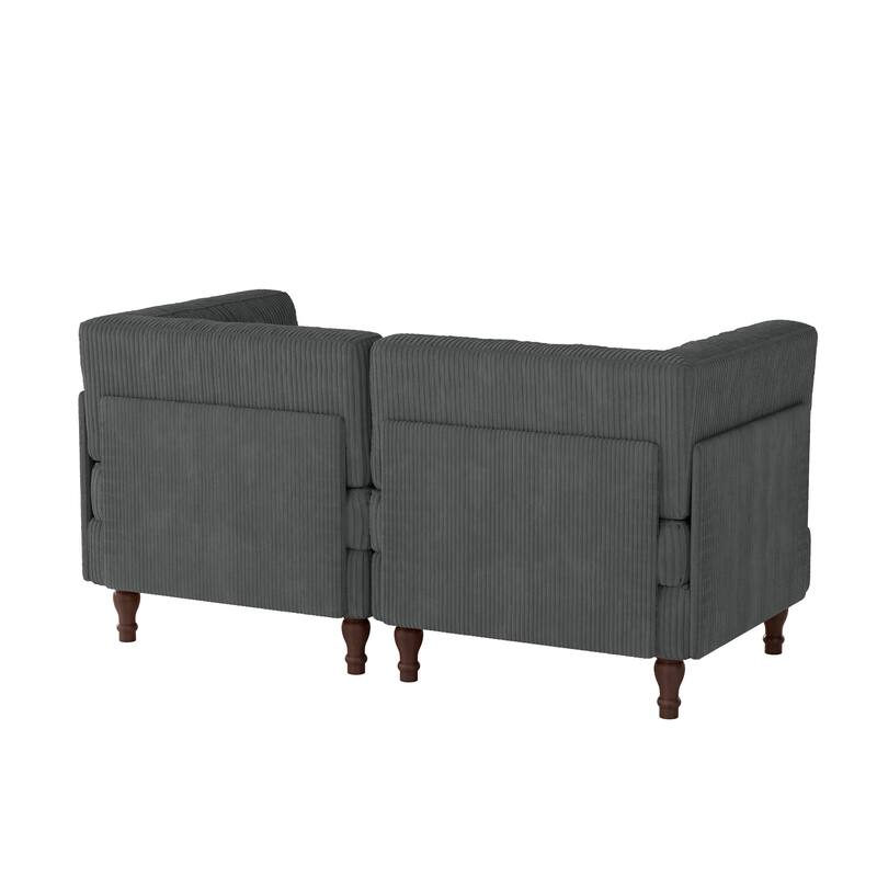 Modular Corduroy Corner Sectional Sofa Couch Set with Tufted Cushion