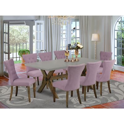 Elegant 9-Piece Dining Set - Rectangular Table with 8 Parsons Chairs - Hardwood Frame - Dining Room Furniture