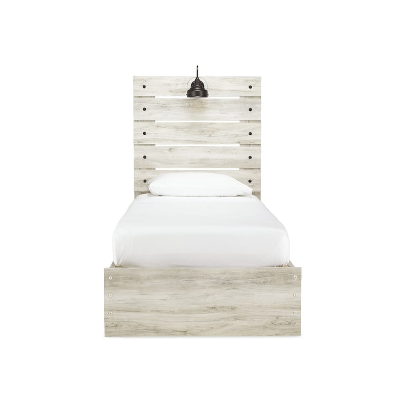 Cambeck Whitewash Panel Bed With 2 Under Bed Storage Drawers