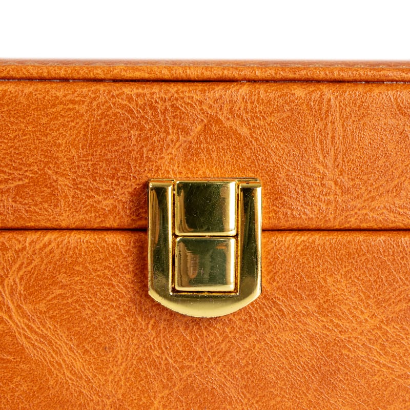Household Essentials Vegan Leather 2-Layer Jewelry Organizer Box with Clasp Closure - 9.3"L x 7.3"W x 3.8"H