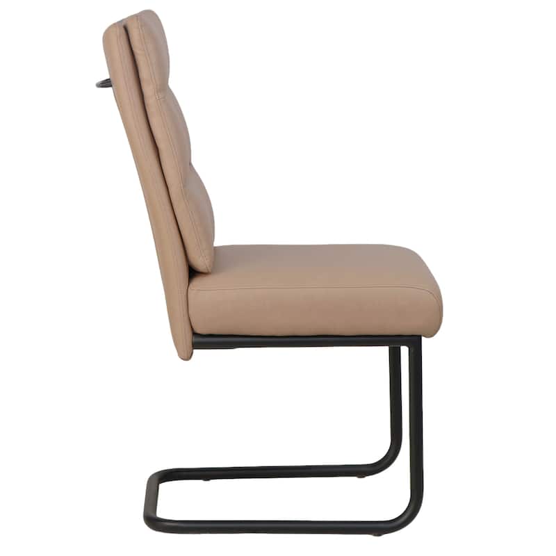 Modern Faux Leather and Metal Dining Chair, Set of 2