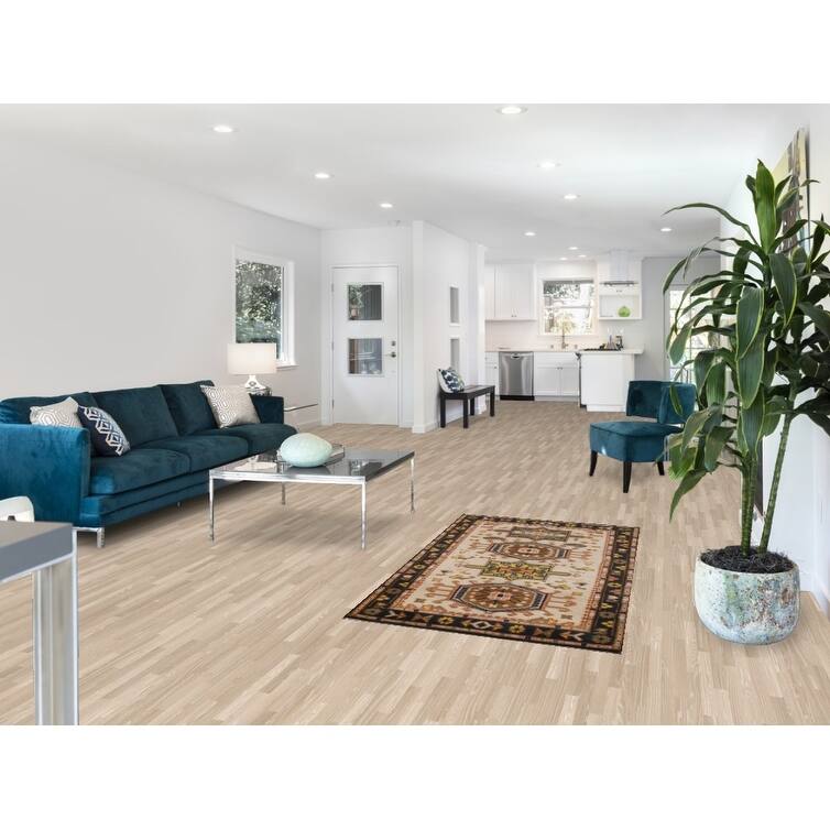 Traditional Beige Heriz Serapi Indian Rug Hand-Knotted Wool Carpet - 3'0" x 5'3"