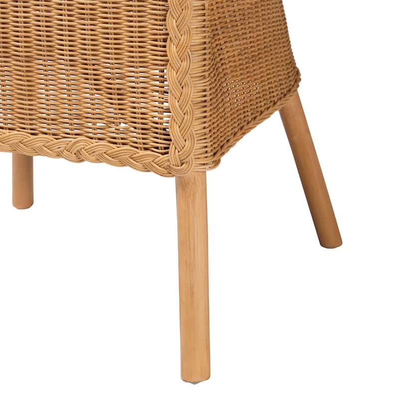 Willy 5-Piece Rattan Dining Set - Round Wicker Table with Pedestal Base and 4 Side Chairs, Handwoven Boho Coastal Style