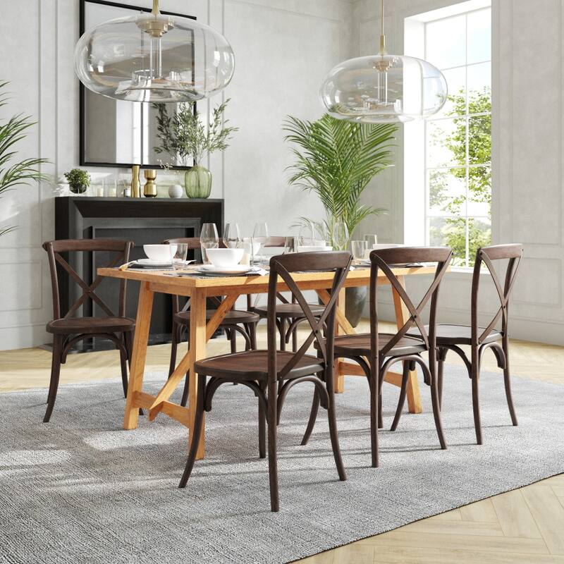 2 Pack Stackable Wood Cross Back Chair